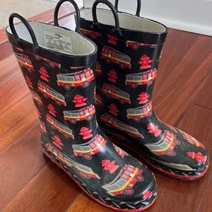 Fire truck rain boots